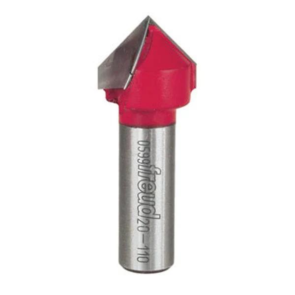 90 Degree V-Groove Router Bit - 1/2" SH - Diameter:7/8" - Cutting Length:5/8" - Length:2-1/4"